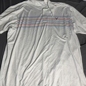 Callaway White Polo with Multicolor Stripes